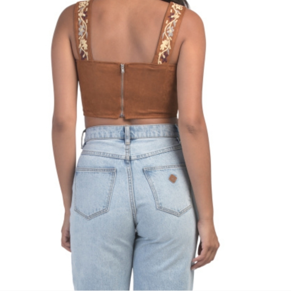 Jacquie The Label Matisse Faux Suede Brown Suede Top NWT - Picture 5 of 8